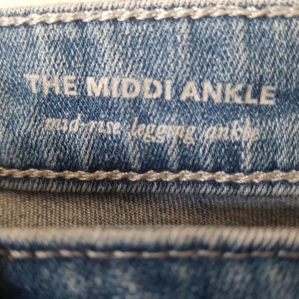 Adriano Goldschmied the Middi Ankle Distressed Mid Rise Skinny Blue Jeans - Picture 14 of 16
